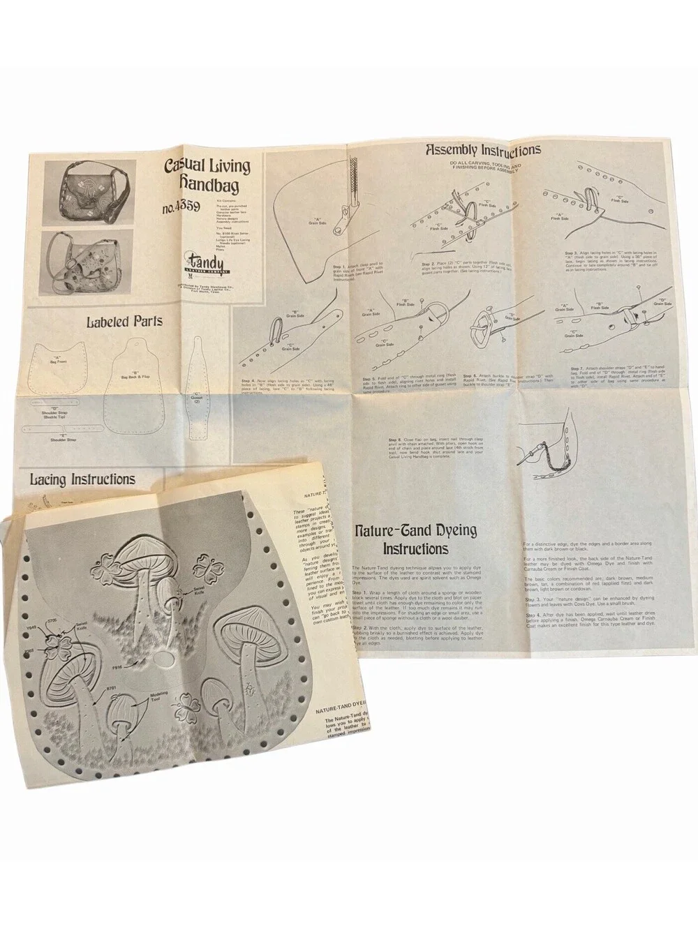 Vintage Tandy Craftool Leather Making Pattern Ephemera Lot
